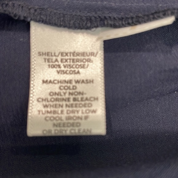Loft Navy Elastic Neckline Rayon Blouse Size S - Picture 5 of 5